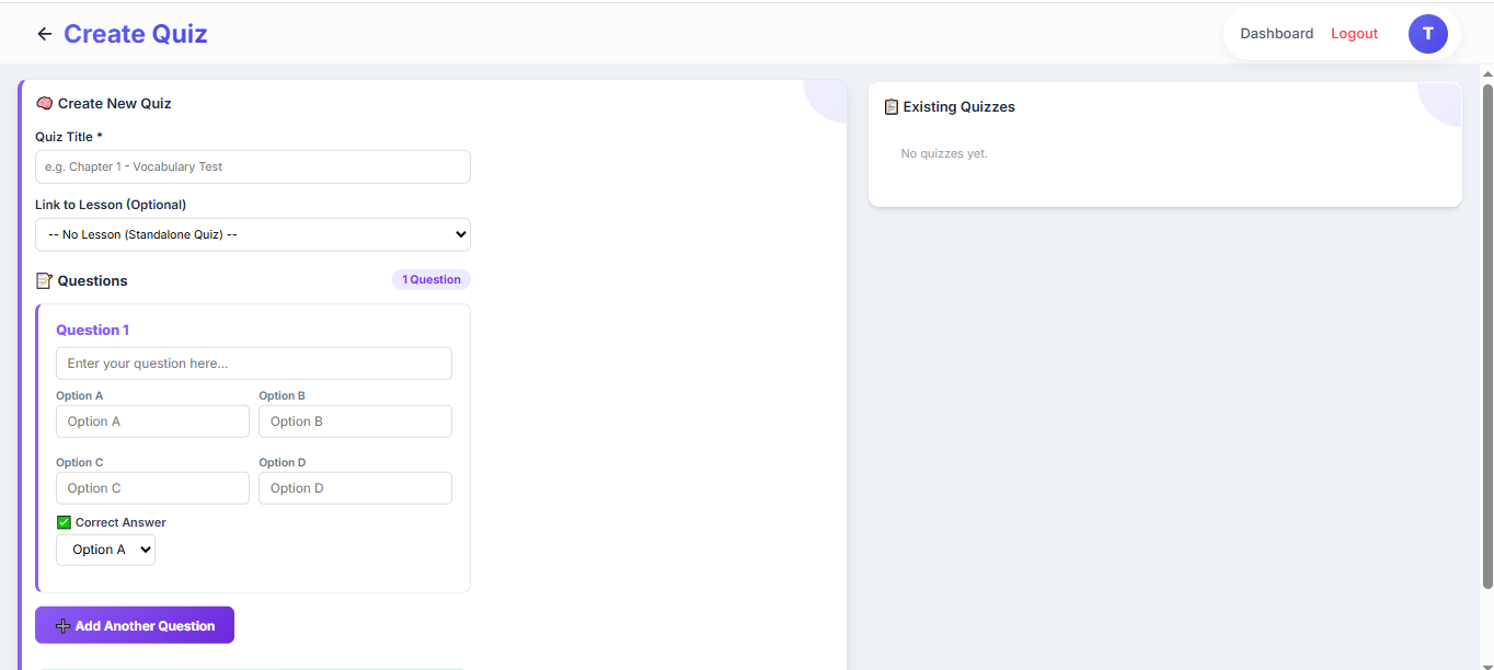 Online Quiz & LSRW Assessment